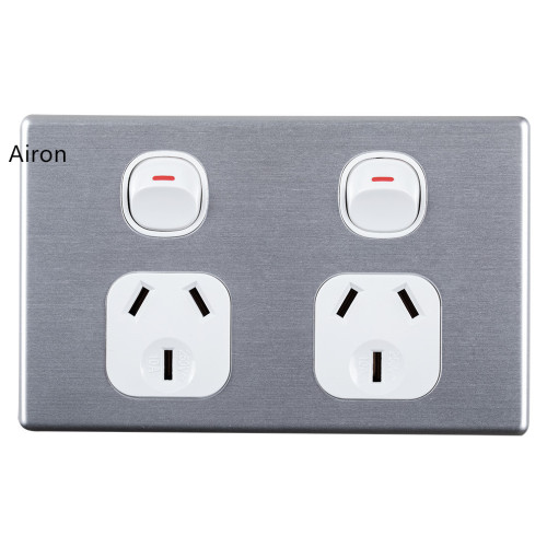 Powerpoint Rear Protector Double Powerpoint 10A Horizontal Cover - Aluminium | Airon NZ